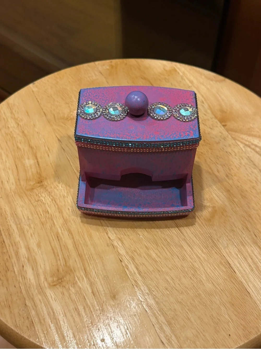 Pink & Teal blue Qtip Dispenser with rhinestone accents! NEW!